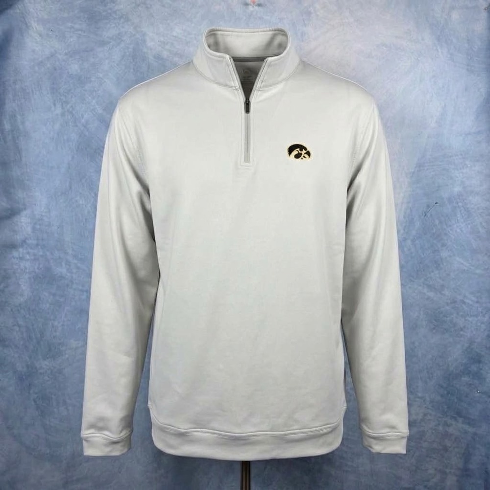 Peter Millar Iowa Hawkeyes Mens XL Gray e4 Wicking Quarter Zip Pullover